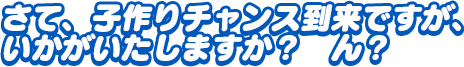 「さて、子作りチャンス到来ですが、いかがいたしますか？　ん？」